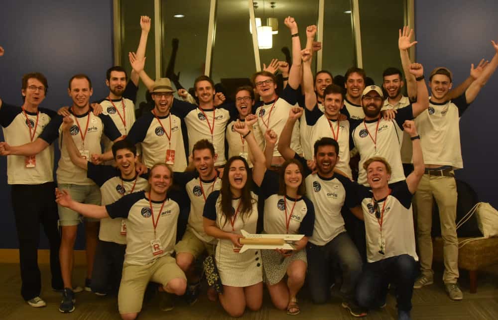 The Aris rocket team after winning second place at the Spaceport America Cup.